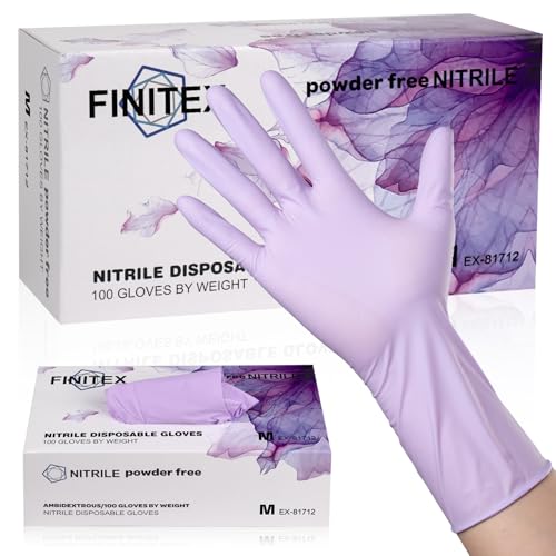 FINITEX Nitrile Disposable Latex-Free Gloves Purple 5mil 100PCS Cleaning - color: Purple (Medium 100)