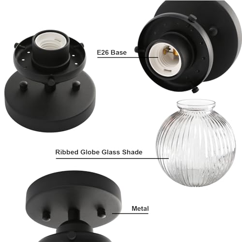 Yosoan 1-Light Indoor Black Flush Mount Hallway Ceiling Light - color: Black