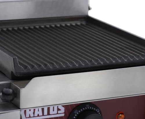 Kratos Commercial Electric Panini Sandwich Grill with Grooved Plates, 9" x 9" Cooking Surface, Commercial Countertop Panini Press, 120V, 1750W (29Y-017) - size: Small w/ Grooved Plates