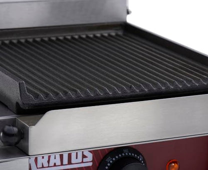 Kratos Commercial Electric Panini Sandwich Grill with Grooved Plates, 9" x 9" Cooking Surface, Commercial Countertop Panini Press, 120V, 1750W (29Y-017) - size: Small w/ Grooved Plates