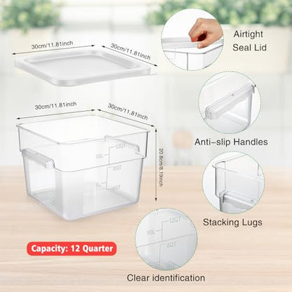 FoldTier 2 Pcs Square Food Storage Containers, White, 12 Qt - color: White, size: 12 Qt