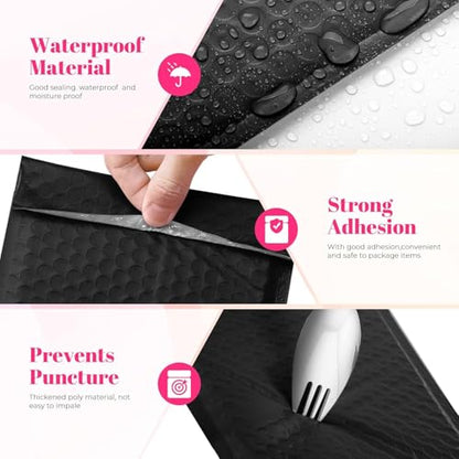 METRONIC Bubble Mailers 10x13" Padded Envelopes Black 500Pack Waterproof - color: Black, size: 10x13" 500PC