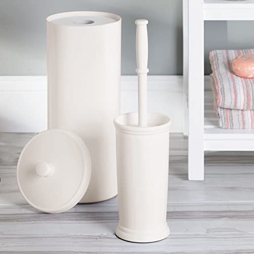mDesign Toilet Bowl Brush and Holder - Covered Bathroom Brush - Standing Scrubber in Modern Holder - Space Saving, Deep Cleaning for Toilet - Cream/Beige - color: Cream, size: Pack of 1
