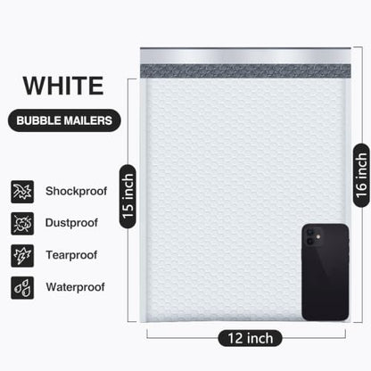 UCGOU Large Bubble Mailers 12x16" 25 Pack Usable Size 12x15" White Padded - color: White, size: 12x16" 25PC