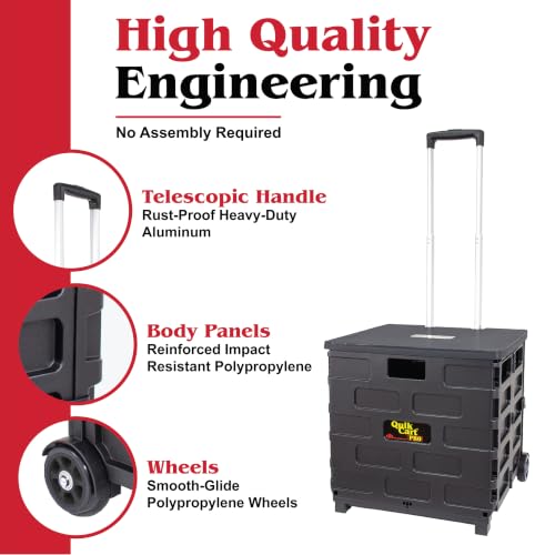 dbest Products Quik Cart Pro Collapsible Rolling Crate on Wheels - Black - color: Black, style: Pro