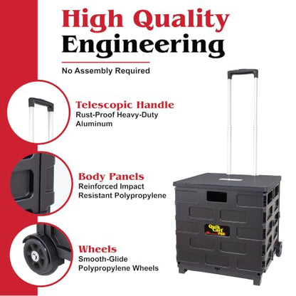 dbest Products Quik Cart Pro Collapsible Rolling Crate on Wheels - Black - color: Black, style: Pro