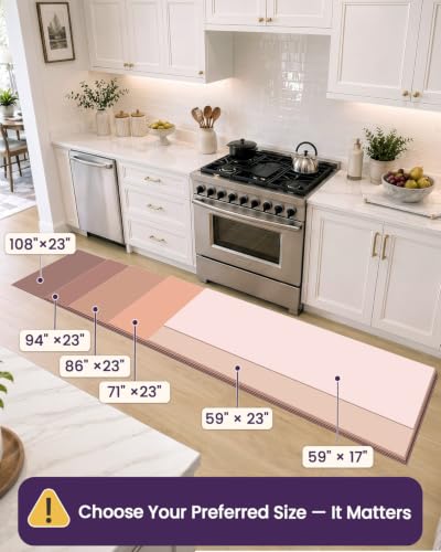 DEXI Kitchen Floor Mats Cushioned Anti Fatigue, 23x86 Standing Runner Rug - color: Beige, size: 86"l X 23"w X 0.4"th