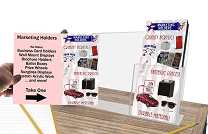 Marketing Holders 2 Pack Acrylic Sign Holder 11" x 8.5" Signs with 4" Trifold Slot Slant Back Side Load Clear Tabletop Display for Specials and Promo in Delis Bars and Restaurants - size: 11"w x 8.5"h with Tri Fold Pocket