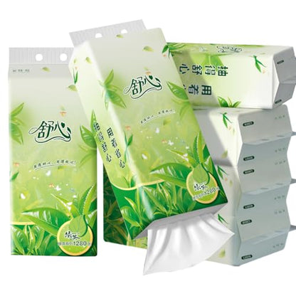 4-Ply Hanging Facial Tissues, 6 Pack (7,680 Sheets Total) - Ultra Soft, High-Capacity Soft Pack Tissues for Bathroom, Kitchen, and Car - Space-Saving Wall Mount Design - size: 1280 Count (Pack of 6)