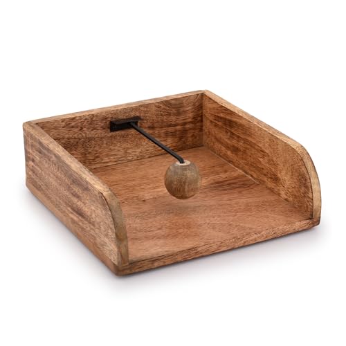 Rustic Farmhouse Wood Napkin Holder, Napkin Holder for kitchen Tables, Counter tops, Indoor and outdoor, Picnic, Restaurants, Cafe, Vintage Home decor (8" X 8" X 2.8")