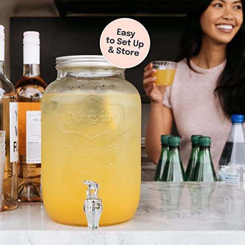Estilo Glass Drink Dispensers,1 Gallon Beverage Dispenser, Leak-Free Spigot - size: 1 Gallon, style: Single w/o Stand
