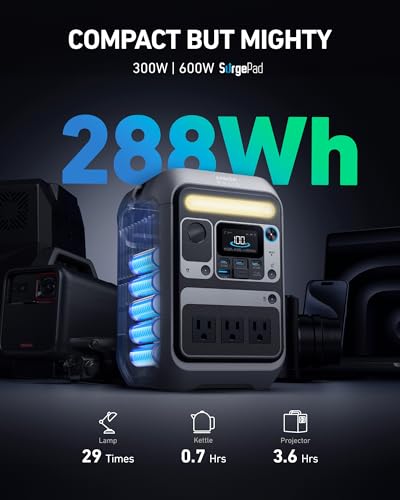 Anker SOLIX C300 Portable Power Station with 60W Solar Panel, 288Wh, 300W - style: 60W Solar Panel + C300