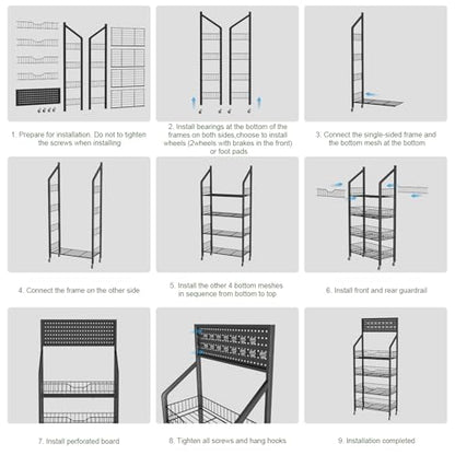 4 Tier Retail Display Racks, Freestanding Snack Rack Display Stand with 15 Hooks & 4 Wheels, Metal Snack Shelf Organizer for Supermarket Retail Store Commercial Kitchen Office, Black - size: 4Tier/10.63"D X 23.62"W X 55.12"H