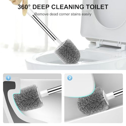 SetSail Toilet Brush 2 Pack, Self Closing Lid Toilet Bowl Brushes Holder and Extra Long Handle Ventilated Toilet Brush Set for Bathroom Cleaning, Nylon Bristles, Pure White - color: Pure White, size: 2 packs