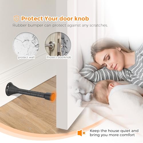 Ravinte Door Stoppers, 48 Pack Black Spring Door Stops with Rubber Bumper - color: Black