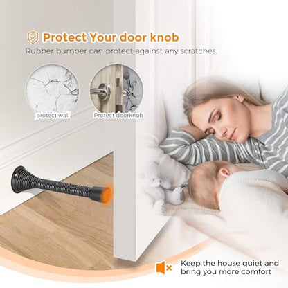 Ravinte Door Stoppers, 48 Pack Black Spring Door Stops with Rubber Bumper - color: Black