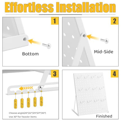 Portable & Adjustable Peg Board Display Stand with 15 Hooks(1pcs, White) - color: White