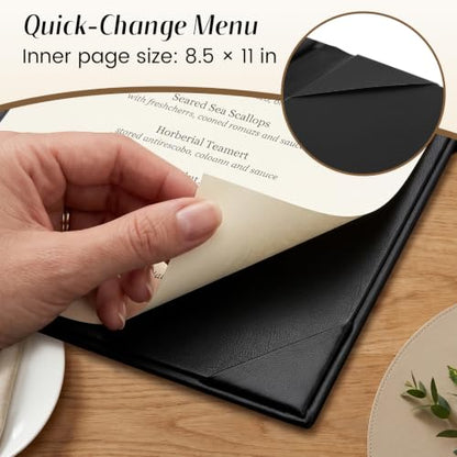 10 Pcs PU Leather Menu Covers 8.5x11 Inch, Menu Holders with 2-View