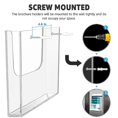 MaxGear Acrylic Brochure Holder 8.5x11 Wall Mount, 4 Pack - size: 8.5"x11"