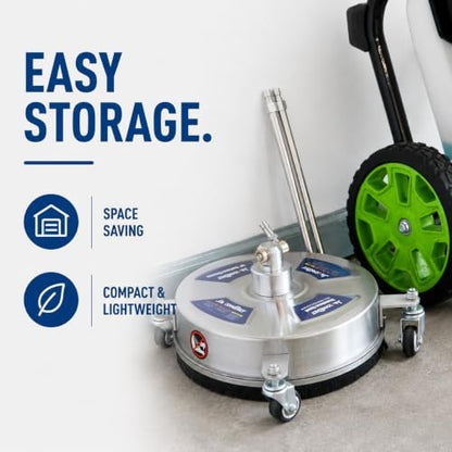 14 Inch Pressure Washer Surface Cleaner – Stainless Steel, 2000–4000 PSI Power Washer Attachment with Wheels, Extension Wands & Quick Connect – Driveway, Patio, Sidewalk, Deck Cleaning Tool