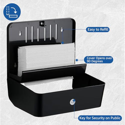 Multifold Paper Towel Dispenser Wall Mount, Black - color: 5855-black