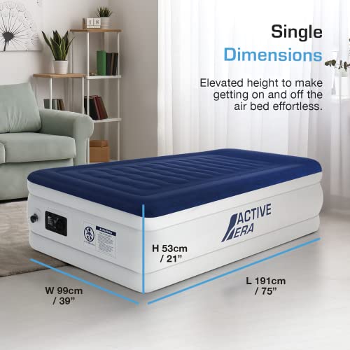 Active Era 21" Twin Air Mattress with Built-in Pump & Raised Pillow - Heavy Duty Puncture Resistant, Waterproof Blow Up Bed - style: Luxury