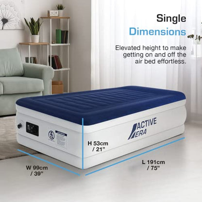 Active Era 21" Twin Air Mattress with Built-in Pump & Raised Pillow - Heavy Duty Puncture Resistant, Waterproof Blow Up Bed - style: Luxury