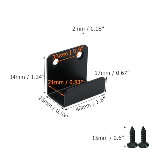 Coshar 10Pcs Wall Mount Bracket Hook Fastener, Stainless Steel J Clamp Hook - size: 21mm Inner Width(Black)