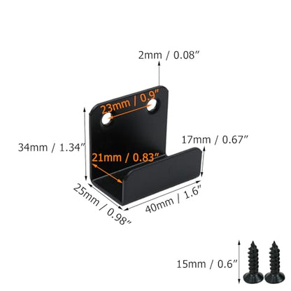 Coshar 10Pcs Wall Mount Bracket Hook Fastener, Stainless Steel J Clamp Hook - size: 21mm Inner Width(Black)