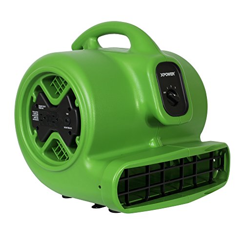 XPOWER X-600A Pro 1/3 HP 2400 CFM Centrifugal Air Mover, Carpet Dryer, Floor Fan, Blower, Daisy Chain, for Water Damage Restoration, Janitorial, Plumbing, Home Use, Green - color: Green, style: Pro X-600A