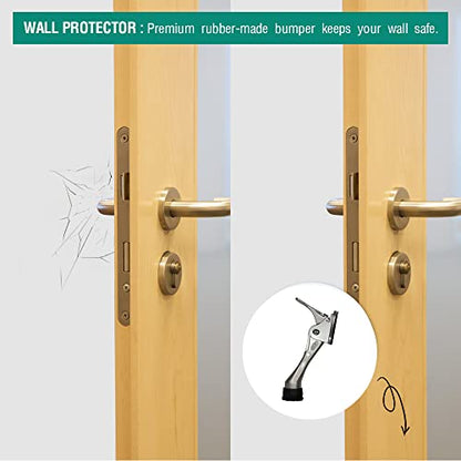 HA SHI Kickdown Heavy Duty Door Stopper, 4 INCH 1 Pack, Chrome - color: Chrome, size: 4 INCH X 1 PACK