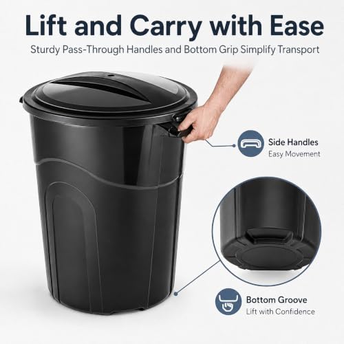 32 Gallon Outdoor Trash Can with Locking Lid, Plastic Garbage Bin - size: 32-Gallon Round