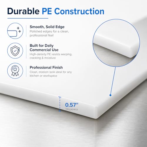 Commercial Cutting Board, Plastic Poly Kitchen Board Dishwasher Safe, Heavy Duty Food Prep Surface for Restaurant Use (60"L x 30"W x 0.57"Th) - color: White, size: 60"L x 30"W