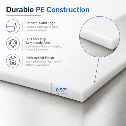 Commercial Cutting Board, Plastic Poly Kitchen Board Dishwasher Safe, Heavy Duty Food Prep Surface for Restaurant Use (60"L x 30"W x 0.57"Th) - color: White, size: 60"L x 30"W