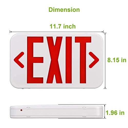 LED Exit Sign, Emergency Exit Light with Battery Backup, Double Face, UL 924, AC 120/277V, Damp Location, Hardwired Red Letter Exit Lights for Business Commercial - size: 1-Pack