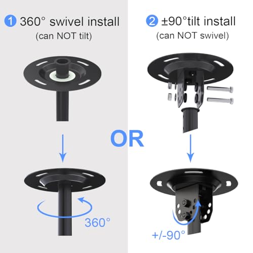 Suptek Ceiling TV Wall Mount Fits 37-75 inch LCD LED Plasma Monitor Flat Panel Screen Display with VESA 600x400 (Max) Loaded up to 132lbs Height Adjustable MC5602 - size: Max 75" TV