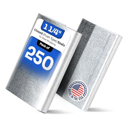 IDL Packaging 1-1/4" Closed (Push) Seals for Steel Strapping, Pack of 250 - color: Closed (Push), size: 1 1/4"