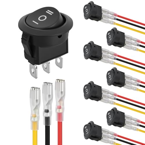 Nilight 8PCS 3 Way Round Rocker Switch with Wiring Harness - color: 8PCS 3 Way Round Switch