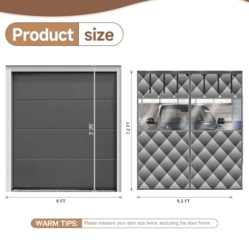 Magnetic Thermal Insulated Door Curtain with Detachable Visible Windows, Thicken Polyester Fiberfill & Durable Oxford Fabric, Hands Free Windproof Door Screen, Fit Doors Size Up to 9 x 7 FT, Grey - size: Fit Doors Size Up to 9 x 7 FT