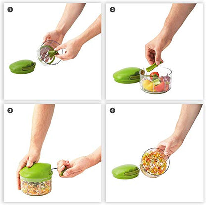 Kuhn Rikon Pull Chop Chopper/Manual Food Processor with Cord Mechanism, Green, 2-Cup - size: 2-Cup