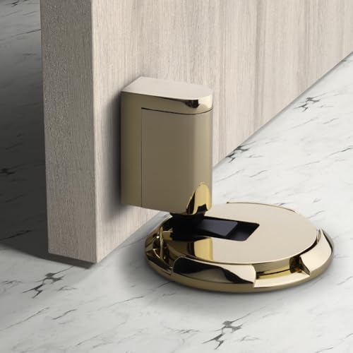 Windproof Door Stopper, Heavy Duty Doorstops, Height Adjustable Mechanical Door Catch Holder Keep Door Open, No Drilling with Screws and Adhesive, 1Pack, Gold - color: Gold