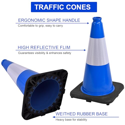 OrangeStar 18" Traffic Cones 8-Pack Blue Safety Cones - color: Blue, size: 18in