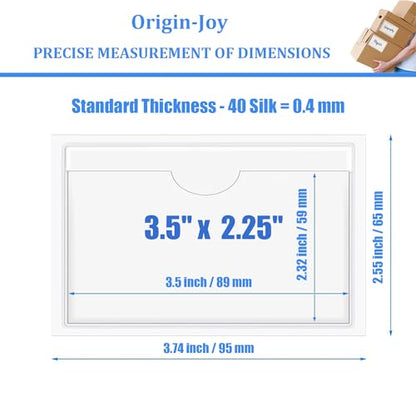 Origin-Joy 25 PCS Self-Adhesive Index Label Pockets, Clear Plastic Peel & Stick Card Holders with Top Open for Loading (3.5 x 2.25 inch) - size: 3.5 x 2.25 inch, style: Horizontal
