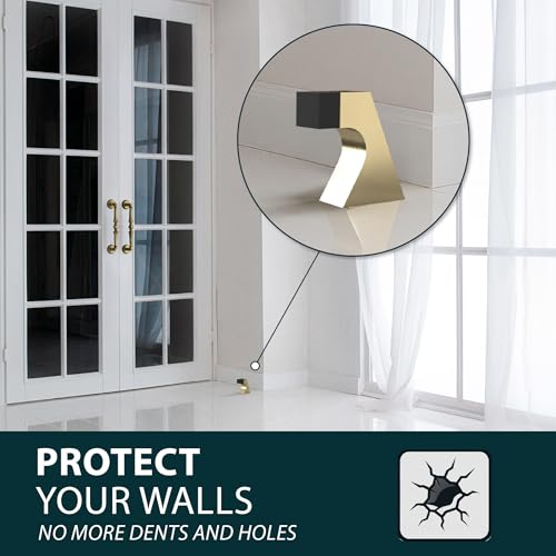 Mega Handles Curved Floor Door Stop Satin Brass (1-Pack) - Wall Protector - color: Satin Brass