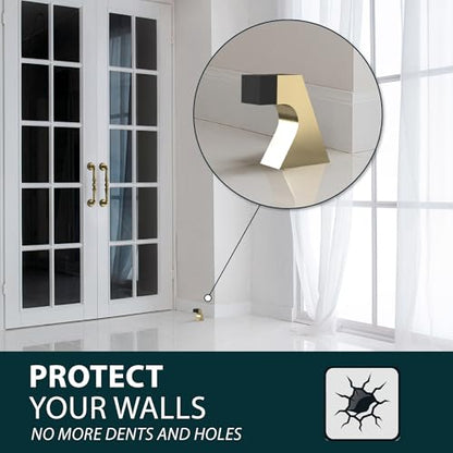 Mega Handles Curved Floor Door Stop Satin Brass (1-Pack) - Wall Protector - color: Satin Brass
