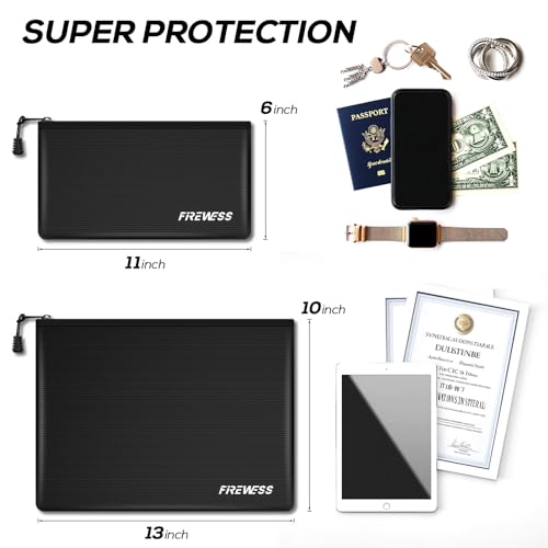 Fireproof Document Bag -2 Pack 13.4"x10" and 11"x6" Non-Itchy Fireproof Money Bag, Waterproof Zipper Holder for Valuables, Fire & Water Resistant Safe Pouch for File,Cash,Passport,Keys - size: 2 Pack 13.4"x10" and 11"x6"