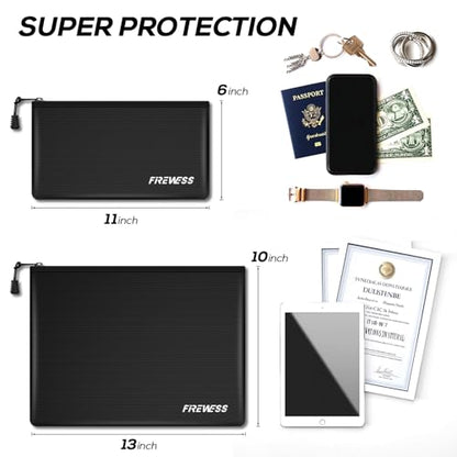 Fireproof Document Bag -2 Pack 13.4"x10" and 11"x6" Non-Itchy Fireproof Money Bag, Waterproof Zipper Holder for Valuables, Fire & Water Resistant Safe Pouch for File,Cash,Passport,Keys - size: 2 Pack 13.4"x10" and 11"x6"
