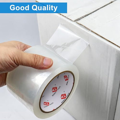 BOMEI PACK 3" Clear Wide Packing Tape 12 Rolls, Total 660Y - 3 inch x 55 Yards, 2.4 mil Thick, Heavy Duty 3 Inch Wide Packaging Tape for Shipping, Mailing, Moving & Storage
