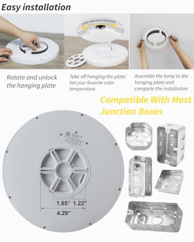 6Pack 16 Inch Dimmable LED Flush Mount Ceiling Light Panel,32W 3480LM,2700K-6000K 5 CCT Selectable,Ultra Thin Round White Ceiling Light Fixture for Hallway Kitchen Bedroom Home Office Bathroom - color: White, size: 16 INCH 6PK Dimmable 5CCT