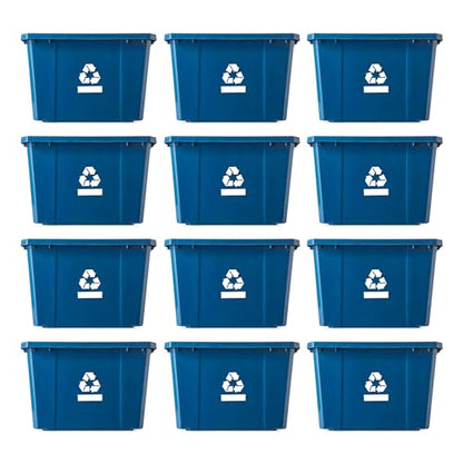 Gracious Living 17 Gallon/64 Litre Curbside Blue Box Recycling Bin, 12 Pack - size: 12 Pack